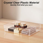 SMARTAKE 7 PCS Drawer Organizer, 4-Size Desk Drawer Organizer Trays | Storage Tray with Non-Slip Silicone Pads for Makeup, Jewelries, Utensils in Bedroom Dresser, Office and Kitchen (Clear)