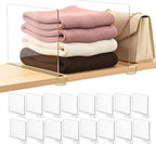 Shelf Dividers Purse Organizer for Closet: 16-Pack Acrylic Bag Storage Organizer for Handbags, Clutches, Clothes, Sweater, Towel on Wood Shelves