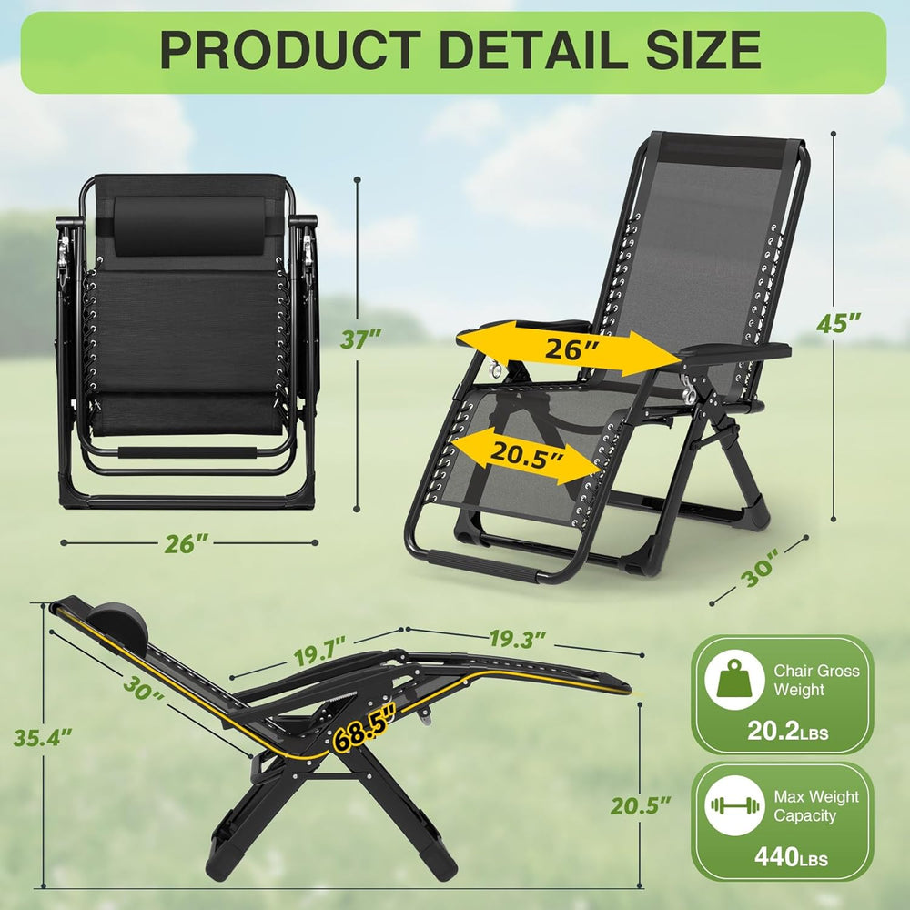 Suteck Zero Gravity Chair, Reclining Camping Lounge Chair w/Removable Cushion...