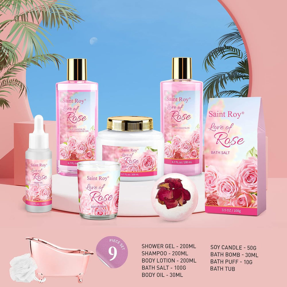 Spa Gifts for Women Rose Spa Gifts Bath and Body Gift Basket Set Care Kit