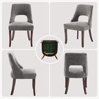 UVV Wooden Dining Chairs Set of 6, Mid Century Upholstered Dining Room Chair Kitchen Chairs, Chenille Dinner Chair with Solid Wood Legs for Kitchen Dining Room, Dark Grey