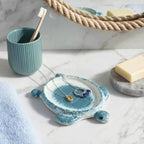 Potiera Sea Turtle Jewelry Tray, Handmade Ceramic Decorative Blue Ring Holder Trinket Dish for Earrings Necklace Key, Christmas Birthday Sea Turtle Gifts for Girls Women Mom, Coastal Ocean Beach Decor