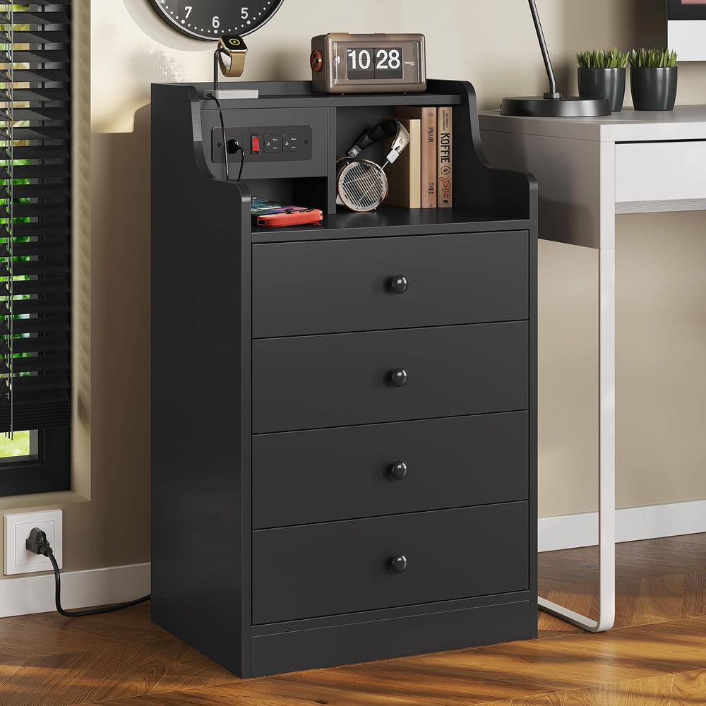 ADORNEVE Black Nightstand Set of 2,Bedside Table with 4 Drawers | Night Stand...