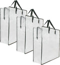 3 Pack Clear Storage Bags with Zipper and Handles, Blanket Bags For Closet Storage, Moving and Packing Supplies for College, Underbed Storage Organizer for Clothes Pillow Bedding Christmas Wreath