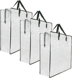 3 Pack Clear Storage Bags with Zipper and Handles, Blanket Bags For Closet Storage, Moving and Packing Supplies for College, Underbed Storage Organizer for Clothes Pillow Bedding Christmas Wreath