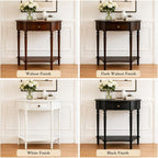 Half Moon Console Table with Drawer & Shelf, Half Round Wood Entryway Table, Narrow Small Console Table for Hallway, Foyer, Living Room & Small Spaces, （Dark Walnut 23.6IN）