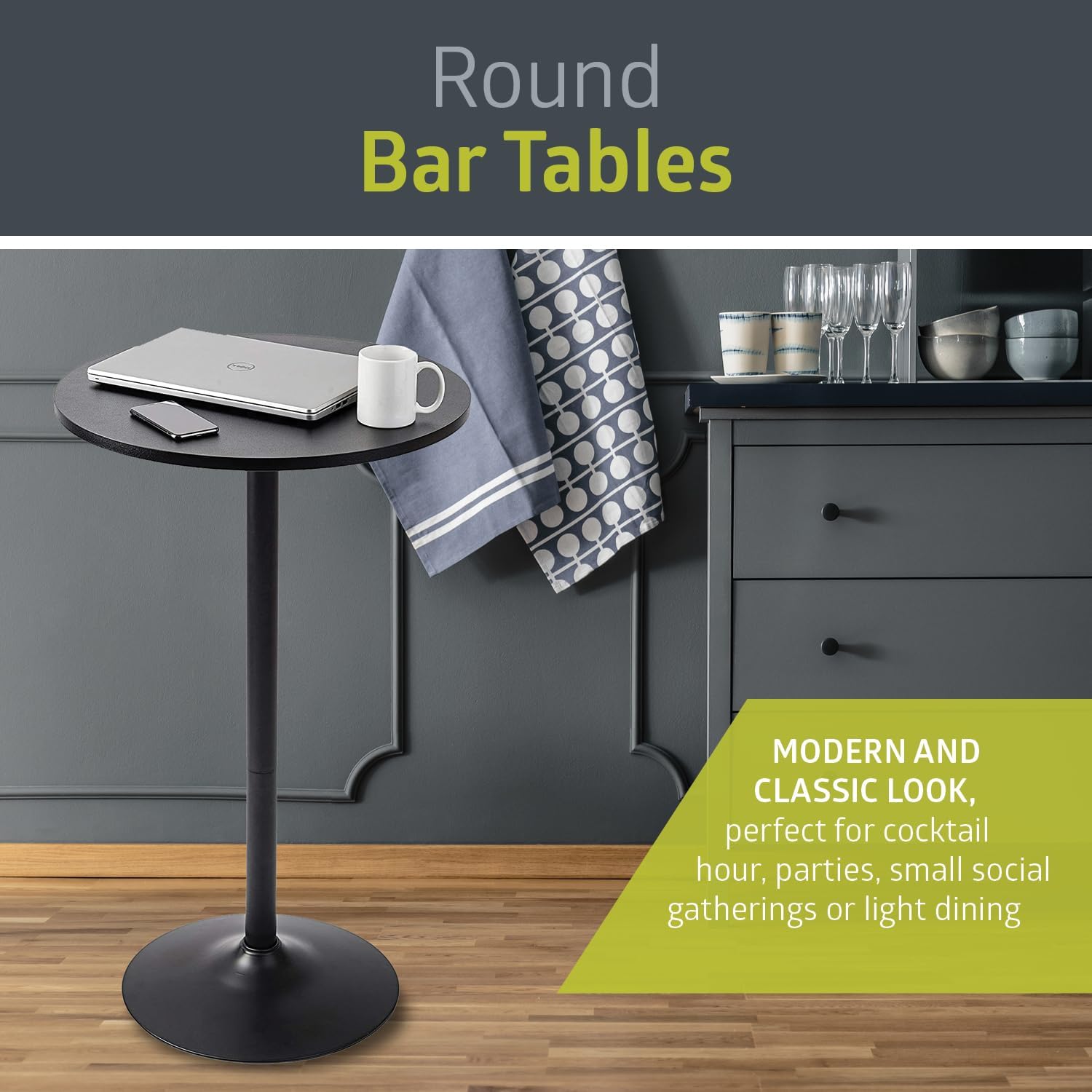 Pearington Pub Table, Jet Black, 4pk