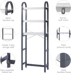 Spirich Over The Toilet Storage Shelf, 3-Tier Over Toilet Bathroom Organizer, Space-Saving Above Toilet Storage Shelf Rack with Bamboo Frame, Gray