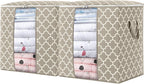 WISELIFE Storage Bags 2 Pack/100L Large Blanket Clothes Organization and Storage Containers for Comforters,Bedding, Foldable Organizer with Reinforced Handle, Clear Window, Sturdy Zippers,Beige