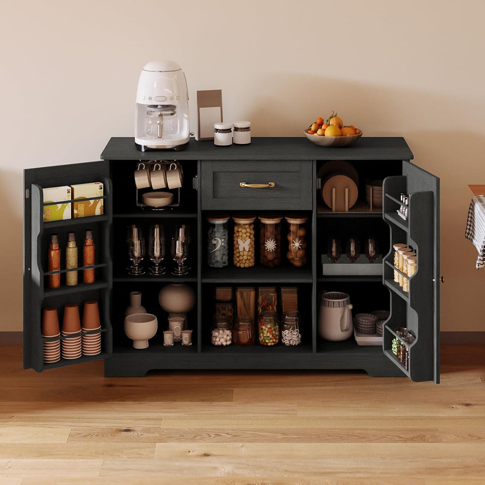 Gizoon 45" Coffee Bar Cabinet with Door and Shelves Kitchen Hutch with C...