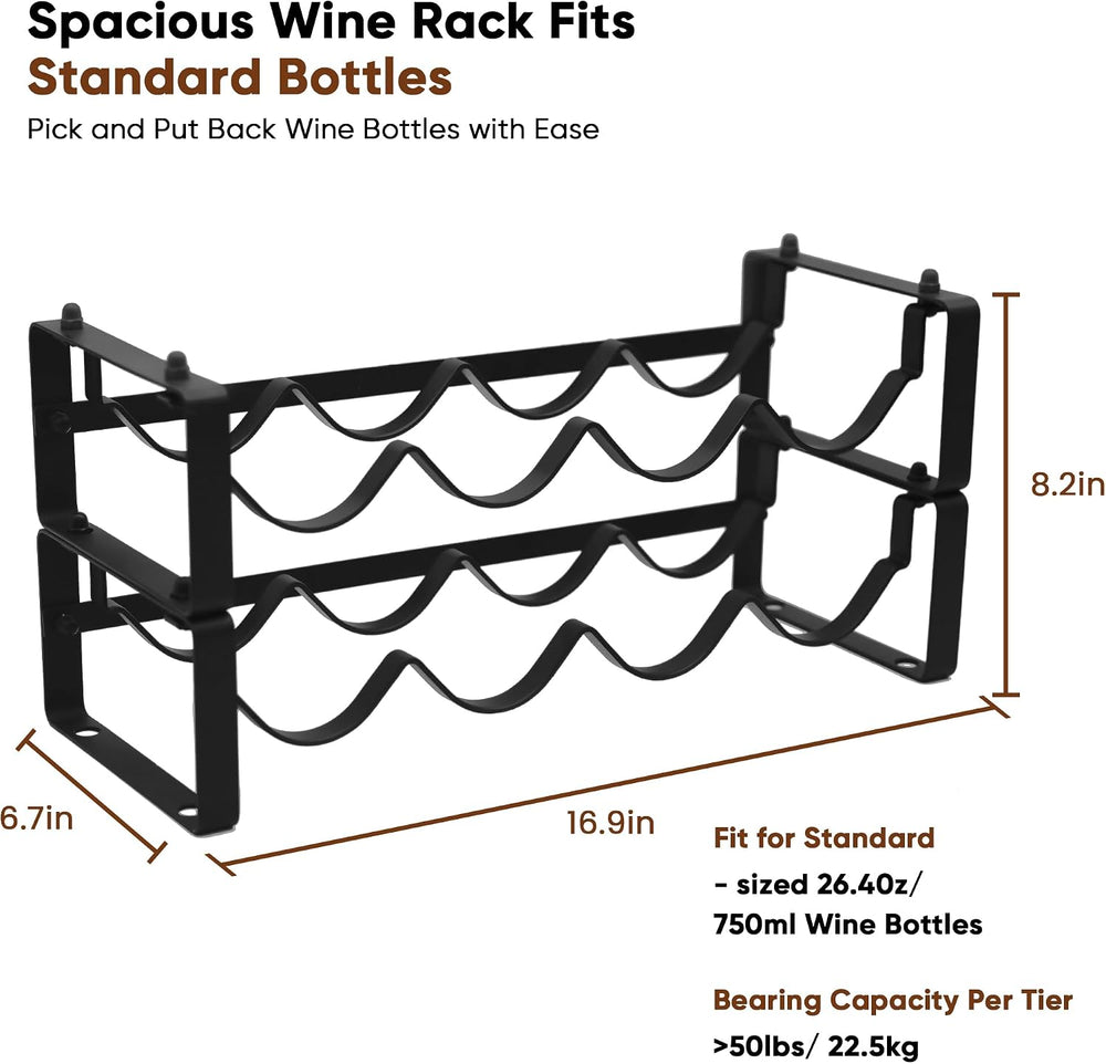 Wine Rack for Countertop – Stackable Freestanding Bottle Organizer for Kitche...