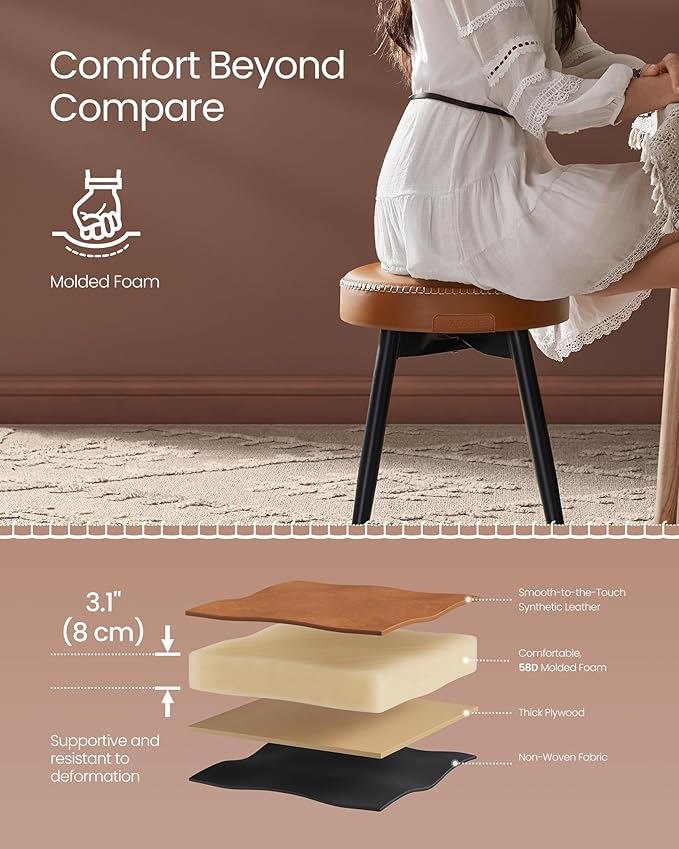 VASAGLE EKHO Collection - Dining Chairs Stools Set of 2, Upholstered Kitchen ...