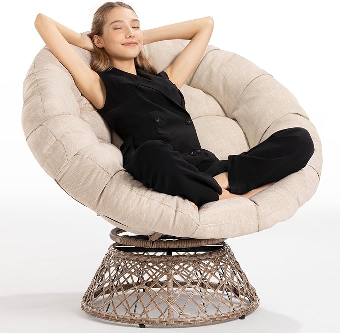 Bme 40" Ergonomic Wicker Papasan Chair