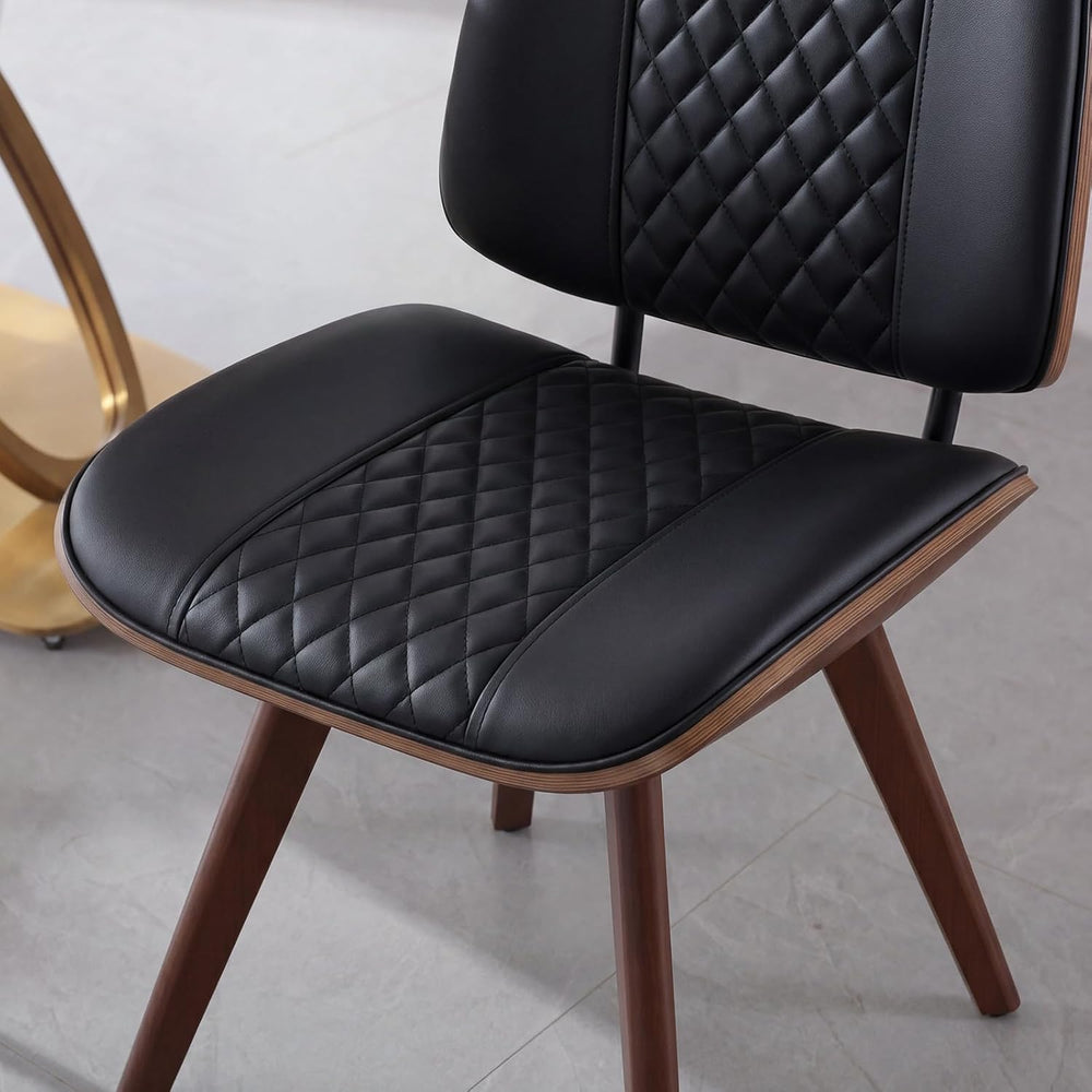 BV Dining Chairs Set of 4, PU Leather Armless Kitchen Chair in Modern Walnut ...