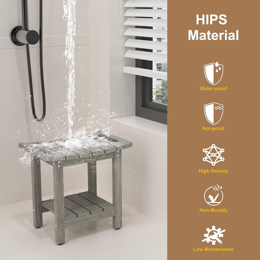 HIPS Shower Benches for Inside Shower, Shower Stool with Space-Efficient Stor...