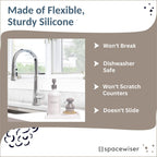Countertop and Vanity Tray - Small 7.7” Silicone Tray for Soap Dispenser, Bathroom Trays, Dish Soap Trays for Kitchen Counter, Sink Caddy Sinks Organizer, Soaps Dish & Sponge Holder, White