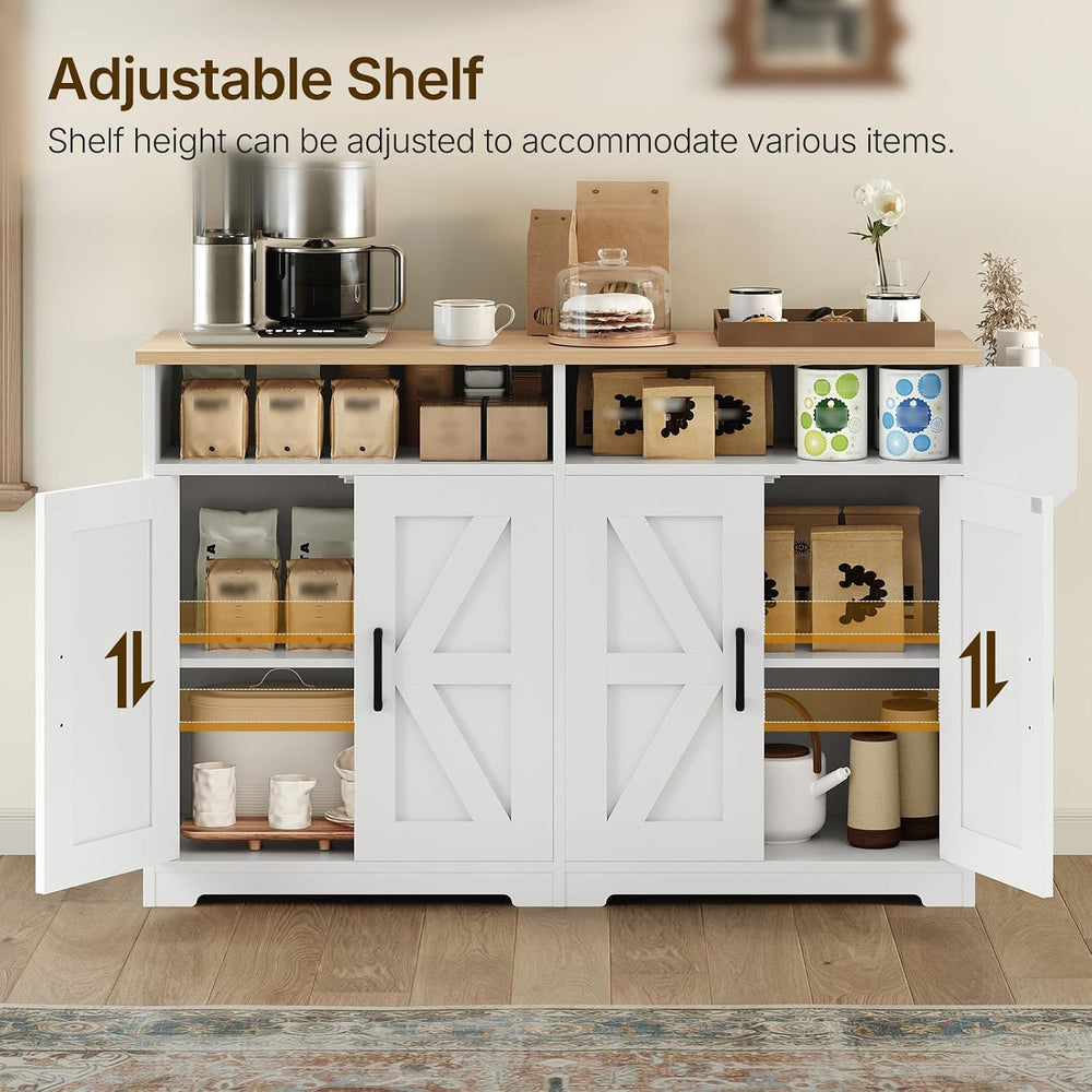 YATINEY Coffee Bar Cabinet, Kitchen Island with Storage, Farmhouse Sideboard ...