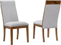 Signature Design by Ashley Lyncott Casual Upholstered Dining Chair with Cushion and Cutout Handle, Set of 2, Light Gray & Dark Brown