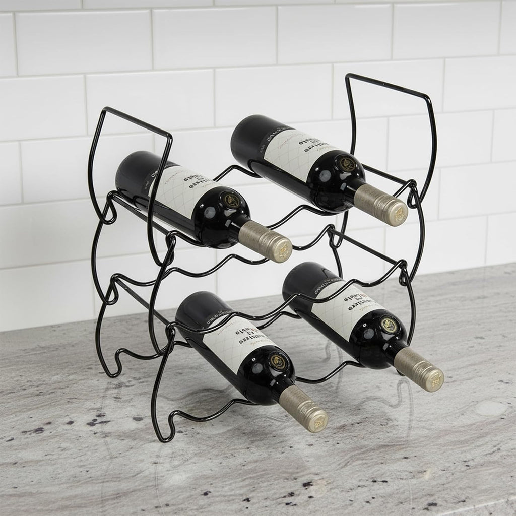 3-Tier Countertop Wine Rack, 12-Bottle Stackable Metal Liquor Display Shelf