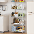 Storage Shelves,21.3"W*11.8"D*58.5"H Kitchen Wire Shelving Unit Loads 550LBS,5-tier Adjustable Metal Utility Shelf,Garage Shelves,Home Storage Rack for Kitchen,Laundry,Pantry and Closet,Chrome