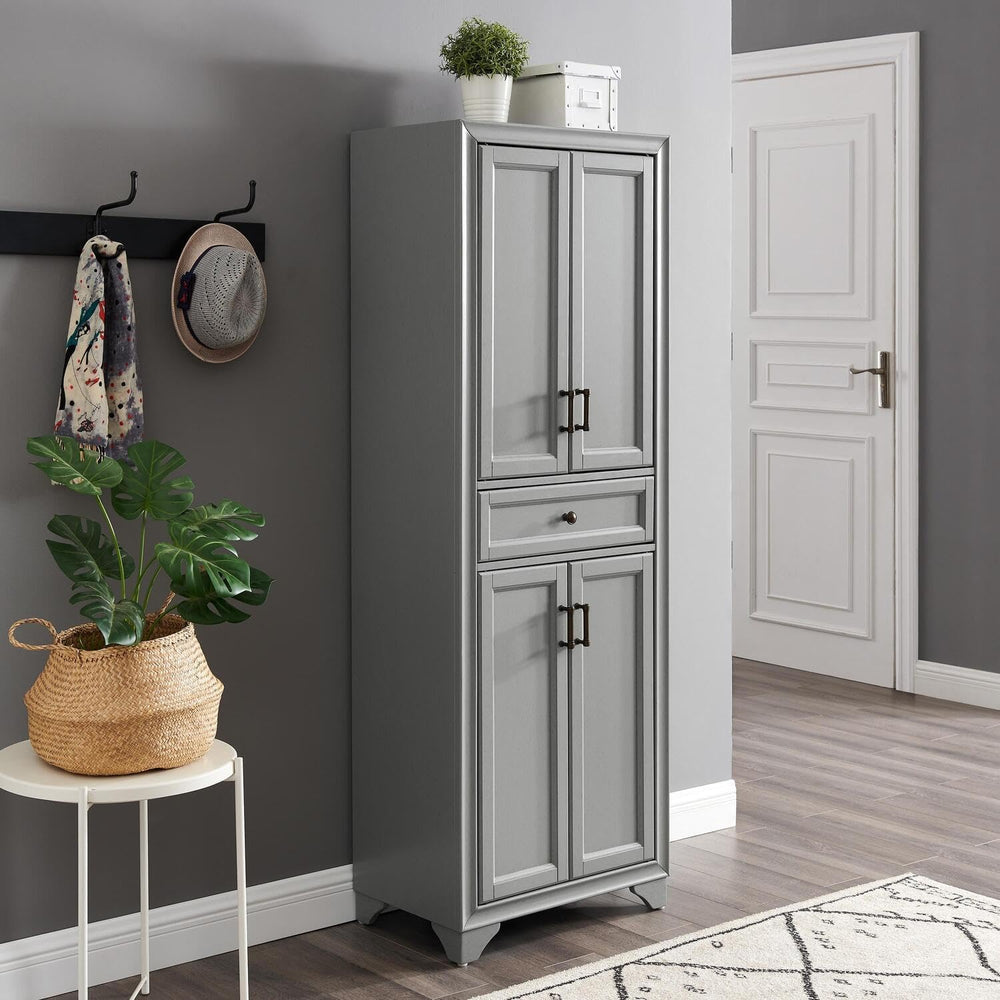 HomeStock Kitchen Pantry Cabinet - Large Storage, Adjustable Shelves, Distres...