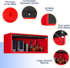 Yizosh Metal Wall Cabinet with Doors, Wall Mounted Storage Cabinet, Floating Tool Cabinet for Kitchen, Basement, Warehouse (Red Black, 13.7" H)
