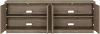Henn&Hart Fluted TV Stand for TVs up to 75" with 2 Concealed Ribbed Storage Cabinets and Adjustable Shelves for Living Room, Family Room, or Office, Weathered Gray