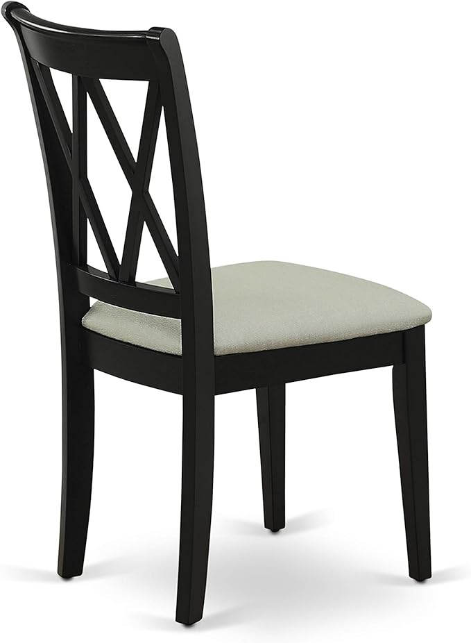 East West Furniture DUCL5-BLK-C 5 Piece Kitchen Table & Chairs Set Includes a Rectangle Dining Table and 4 Linen Fabric Dining Room Chairs, 36x60 Inch, Black