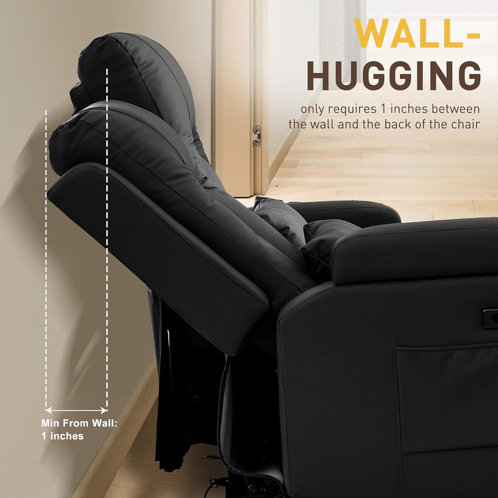 URRED Wall Hugger Power Reclining Loveseat Sofa，Black：77.3" - 3 Seats