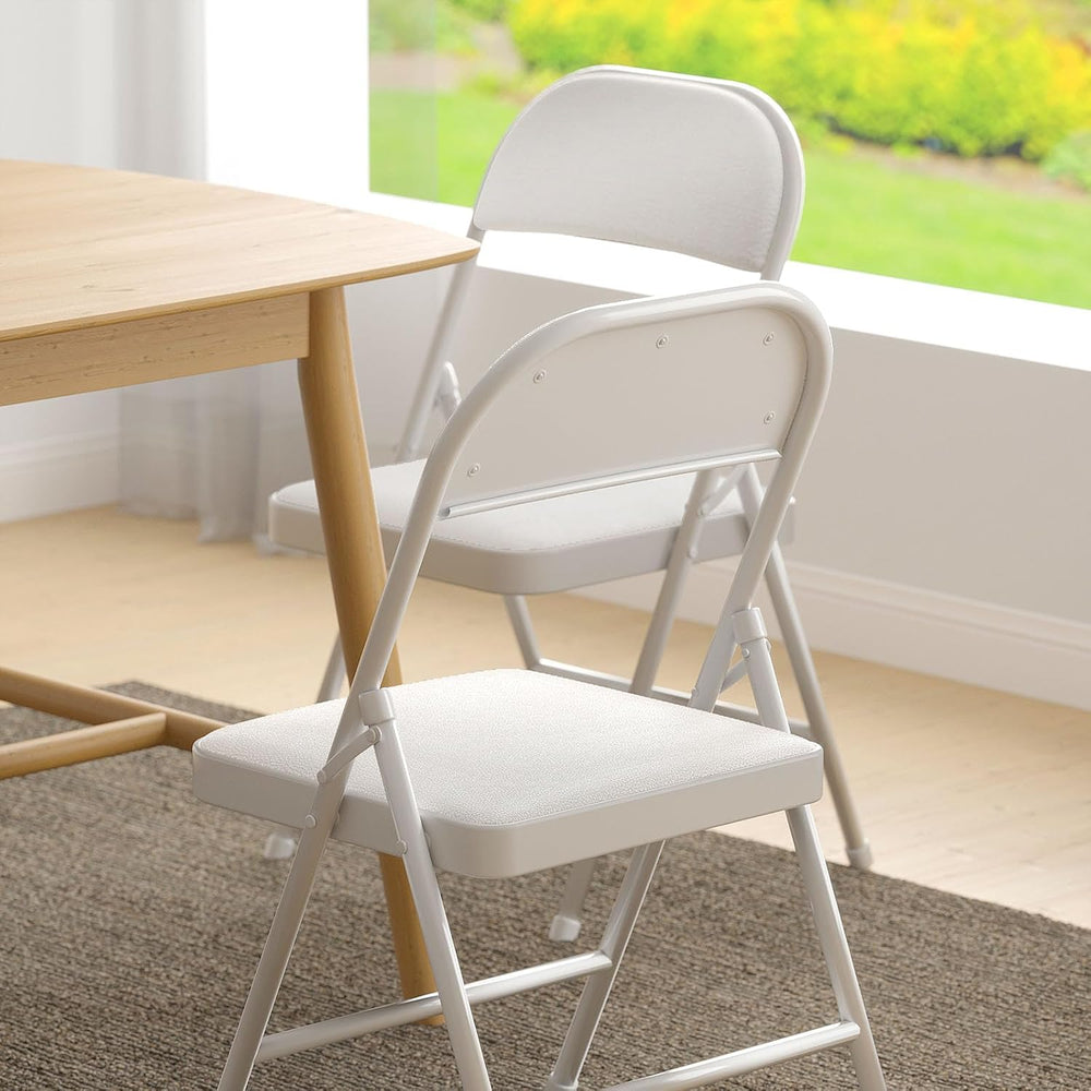 Nazhura Folding Chairs with Padded Vinyl Cushion Chairs with Comfortable Cush...