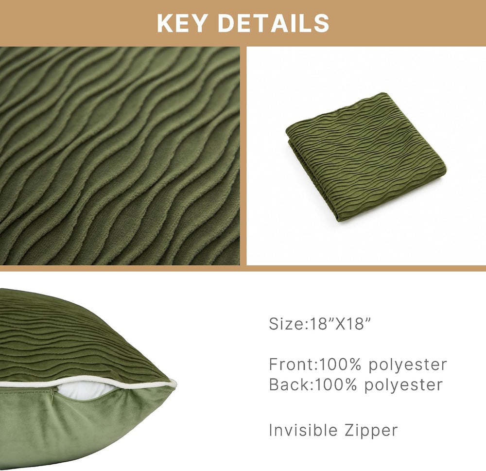 Moss Green Decorative Throw Pillow Covers 18"x18"