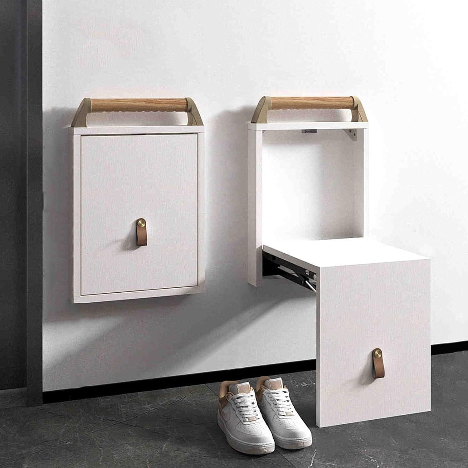 Hidden Shoe Bench, Shoe Bench Rack for Entryway, Folding Chair Wall-Mounted Invisible Shoe-Changing Stool, Fold Down and Up Shoe Bench On The Wall(D2)
