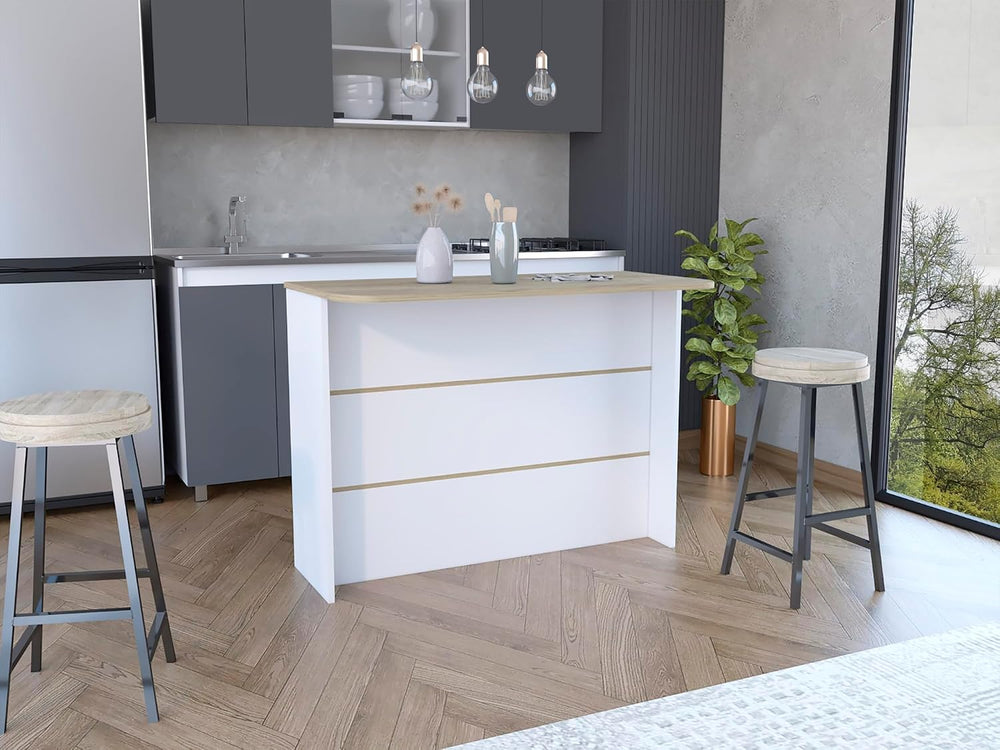 Kitchen Island with Two-Tier Storage Shelf and Workstation, White | Two-tier ...