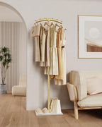 Arcuate Garment Rack, T-shaped Coat Tree Freestanding, Metal Coat Racks, Natural Stable Rock Base, Suitable For Entrances, Corridors, Halls, 68.9in, Gold
