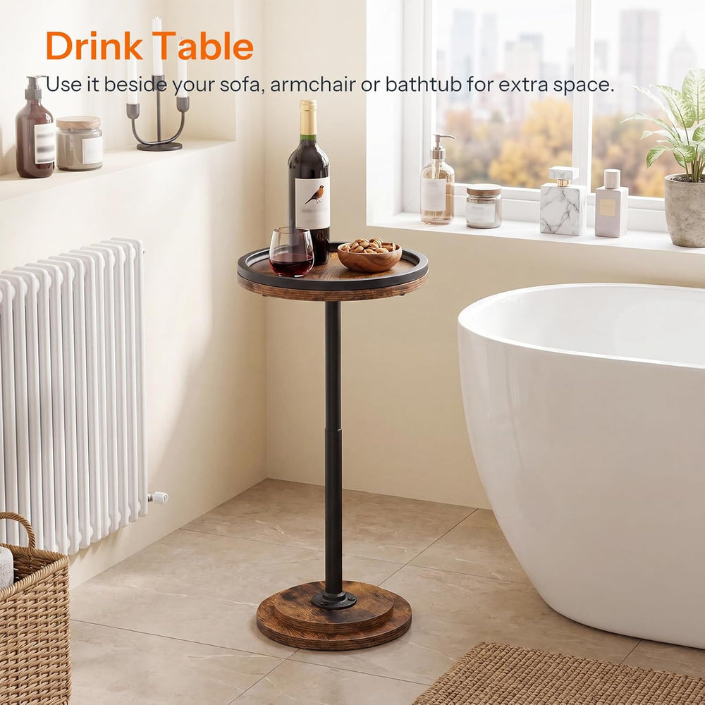 HOOBRO Small Round Side Table, Drink Table, Coffee Martini Table with Pedesta...