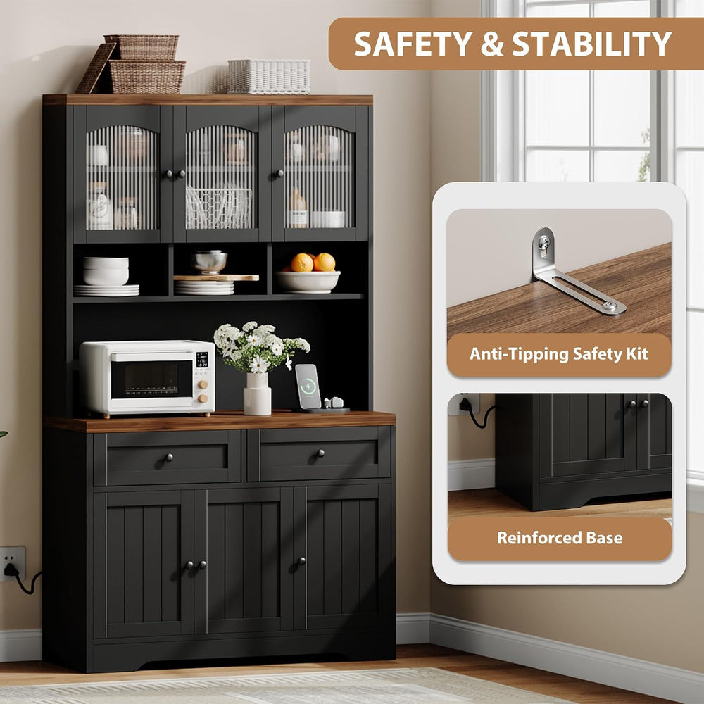 GarveeHome Pantry Cabinet with Charging Station, Tall Kitchen Pantry Storage ...