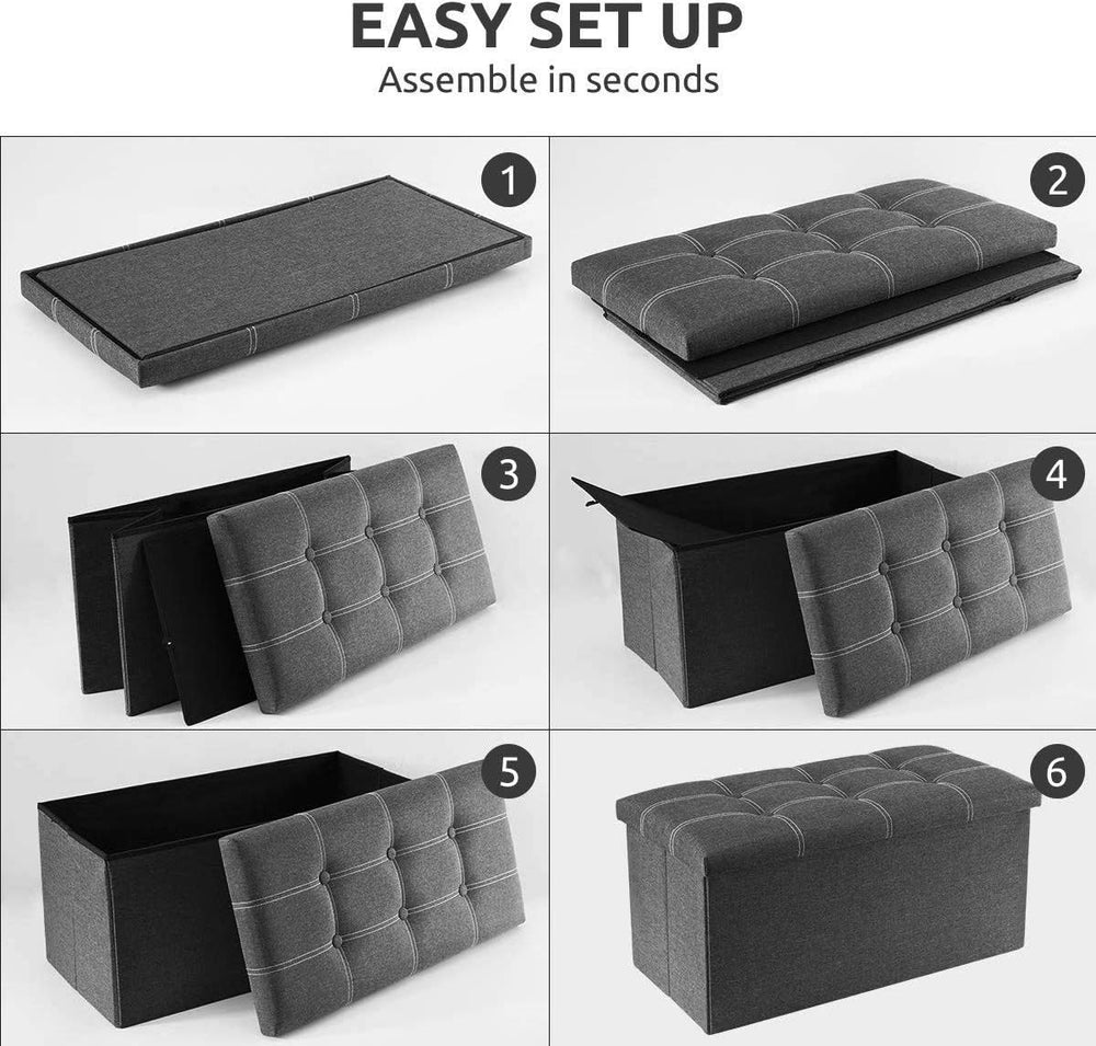 YOUDENOVA Ottoman with Storage, 30" Storage Ottoman Bench, Linen Gray | ...