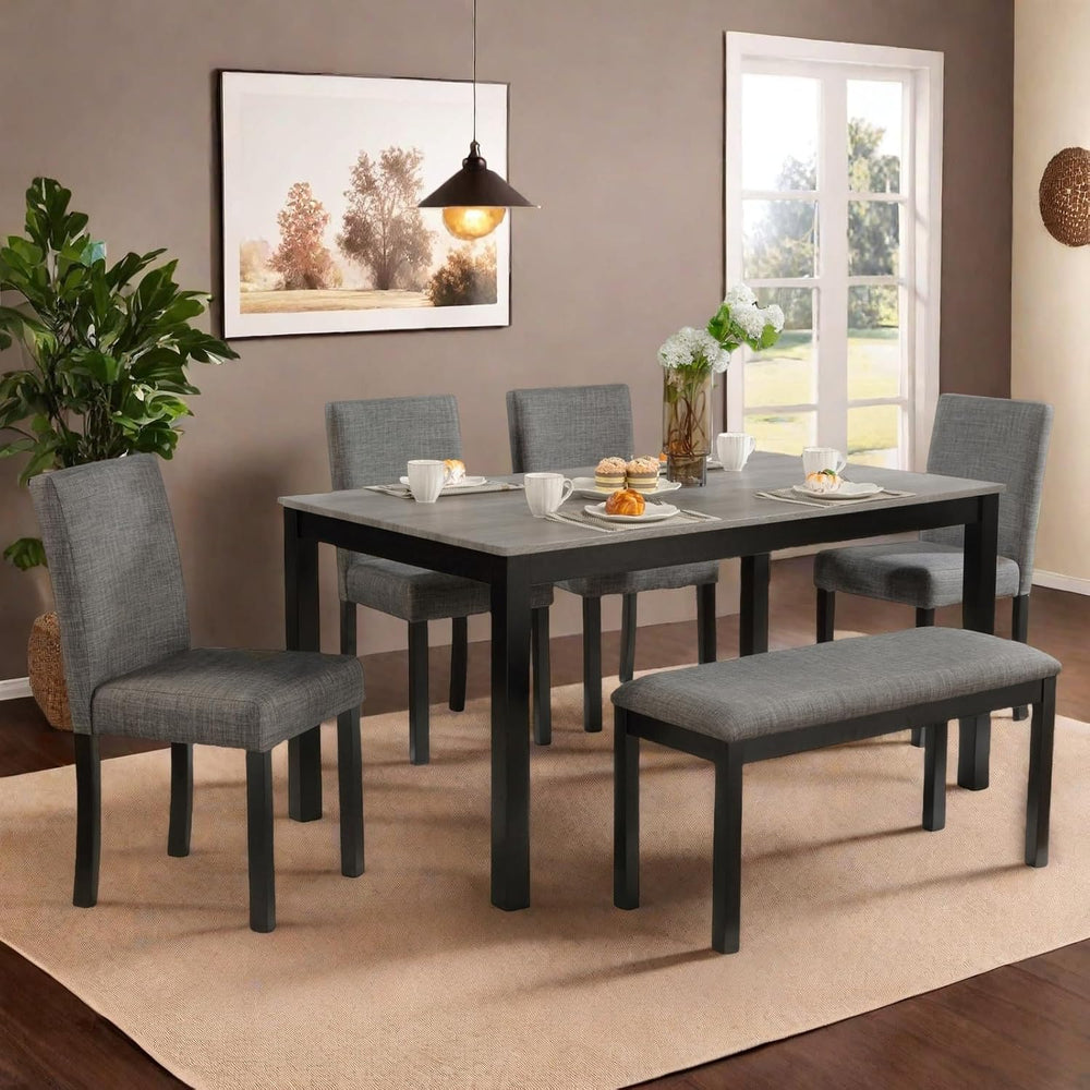 6 Piece Dining Table Set, Counter Height Kitchen Sets, Black