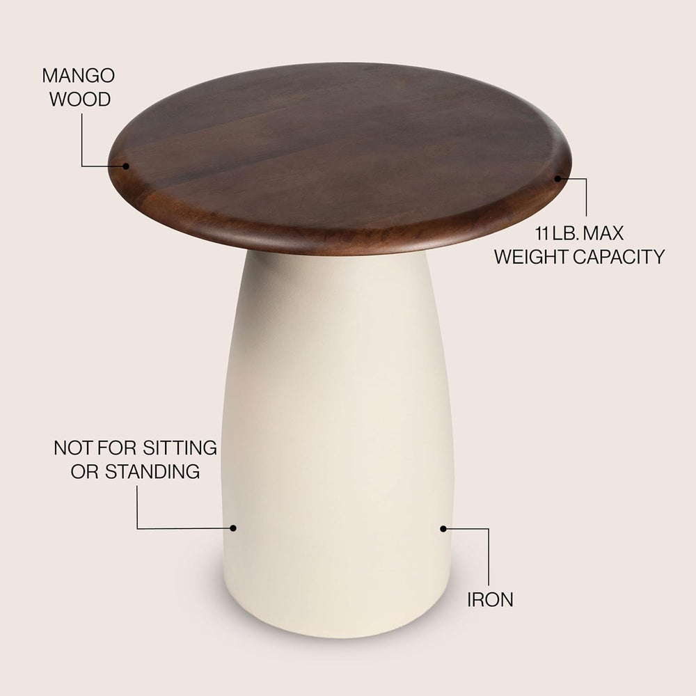 Eyely DNE5001B Athena 18" Modern Rustic Round Wood/Metal Accent Table, S...