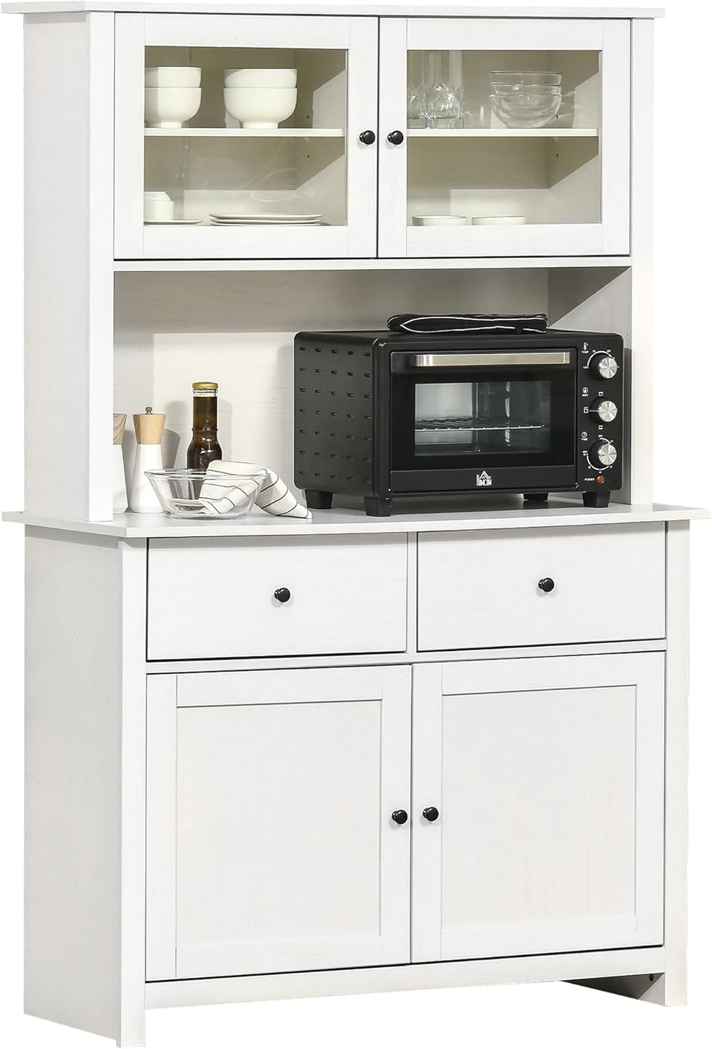 HOMCOM 63.5" Kitchen Buffet with Hutch, Pantry Storage Cabinet with 4 Sh...