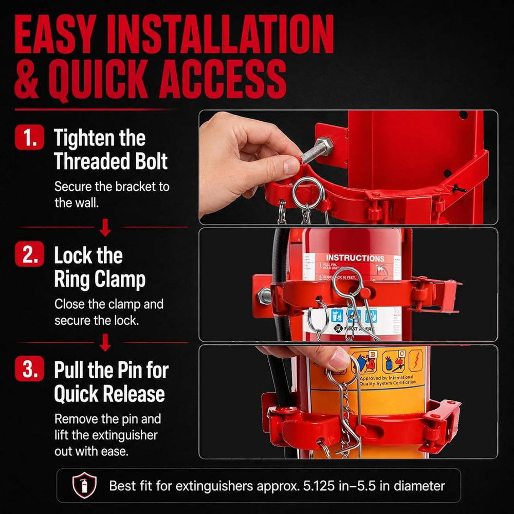Fire Extinguisher Mount Fit 10lb Dry/5lb Co2 Extinguisher