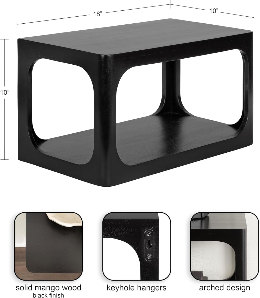 Kate and Laurel Dahl Modern Wood Floating Side Table, 18 x 10 x 10, Black, Co...