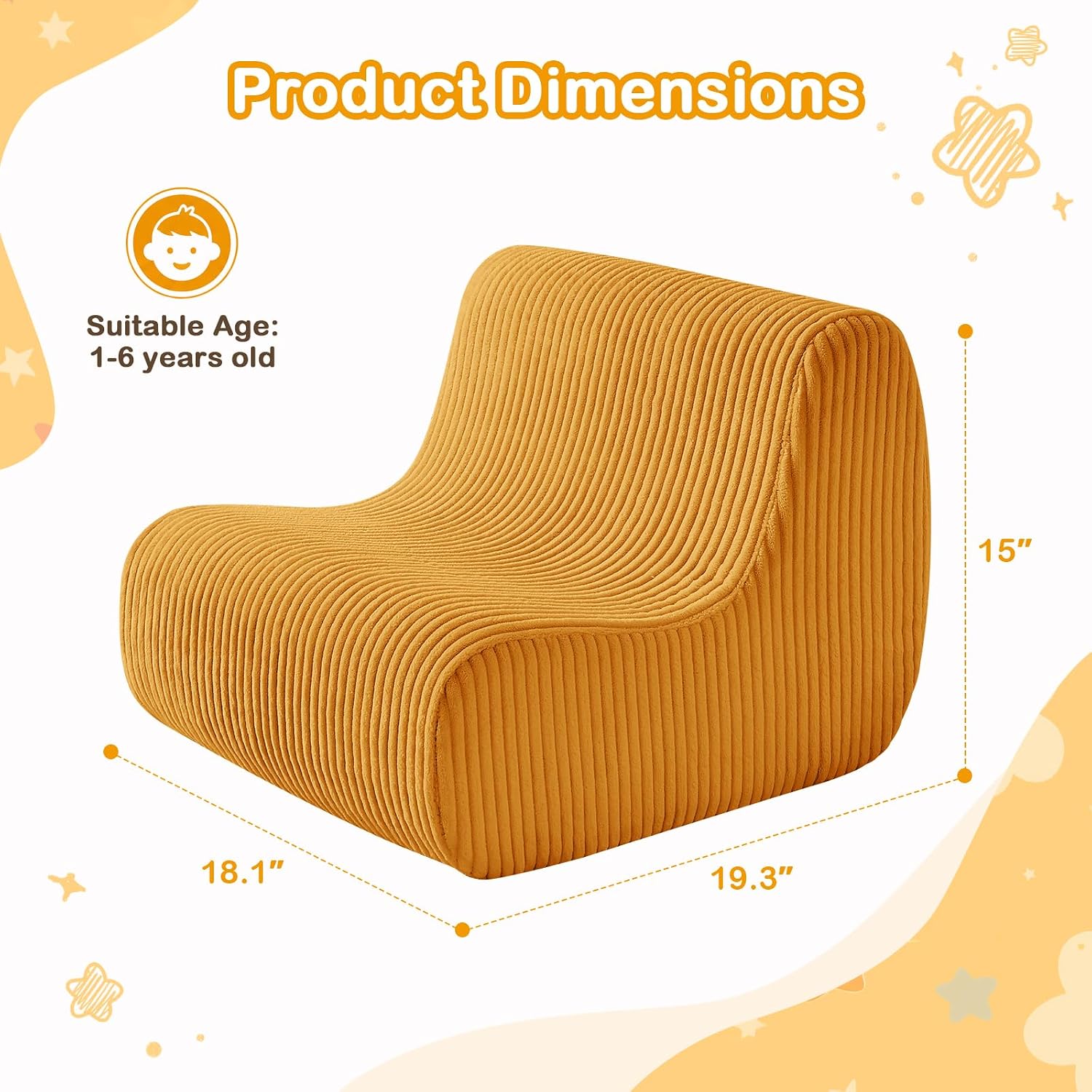 DAICO Kids Bean Bag Chair Toddler Lounge Reading Chairs Comfy 1-6 Years Old | Ultra-Soft Kids Sofa Couch with Handle for Playroom or Bedroom,Toddler sofa with Washable Cover, Gift for Boys and Girls
