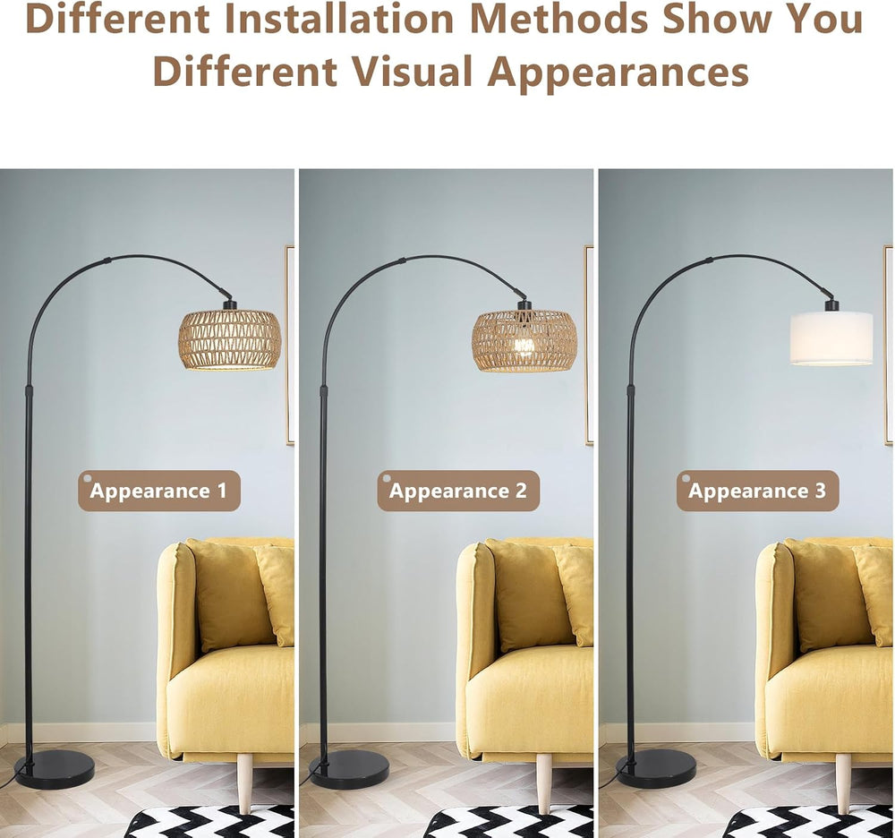 Arc Floor Lamps for Living Room with 3 Color Temperatures, Black Standing Lam...