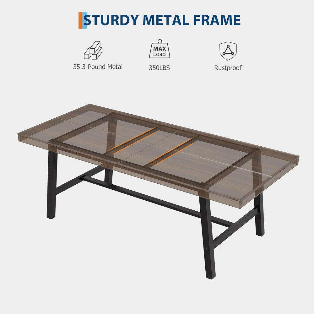 Garvee Industrial Dining Table for 6-8, 78.74" Extra Long Rectangular Ki...