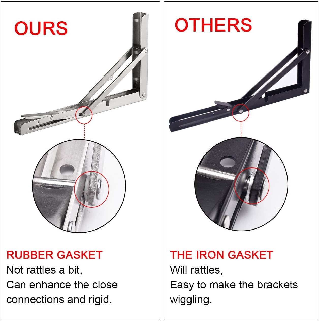YUMORE Folding Shelf Brackets 22", Max Load: 330lb Heavy Duty Stainless Steel Collapsible Shelf Bracket for Table Work Bench, Space Saving DIY Bracket, 2 Pack