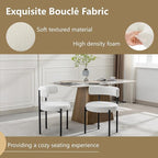 Boucle Dining Chairs Set of 6, White Dining Chairs with Upholstered Seat and Round Back, Mid-Century Modern Kitchen Chairs for Dining Room, Restaurant