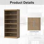62" Wooden Book Shelf, 5 Shelf Bookcase, Modern Bookshelf with Adjustable Shelf for Home Office, Study Room, Oak
