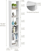 Tall Cube Storage Organizer Bookcase, 6 Tier 11 inch Open Back Cubical Shelf with Thickened Border, Display Bookshelf for Living Room, Home Office, Sturdy Room (White, 6 Cube,Vertical)
