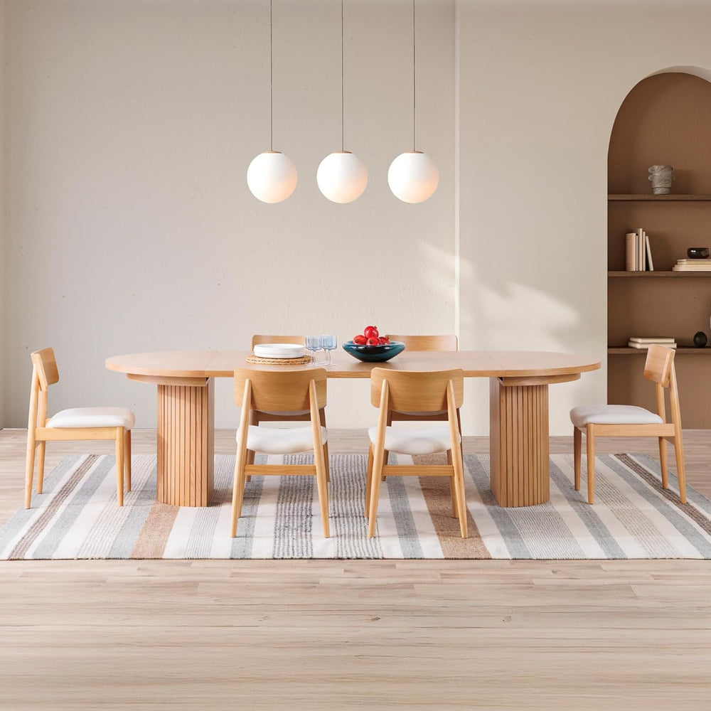 Transformer Table - Solid Wood Extendable Round Dining Table Set with 6 Chair...